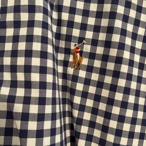 Men’s short sleeve Polo button down - navy/white